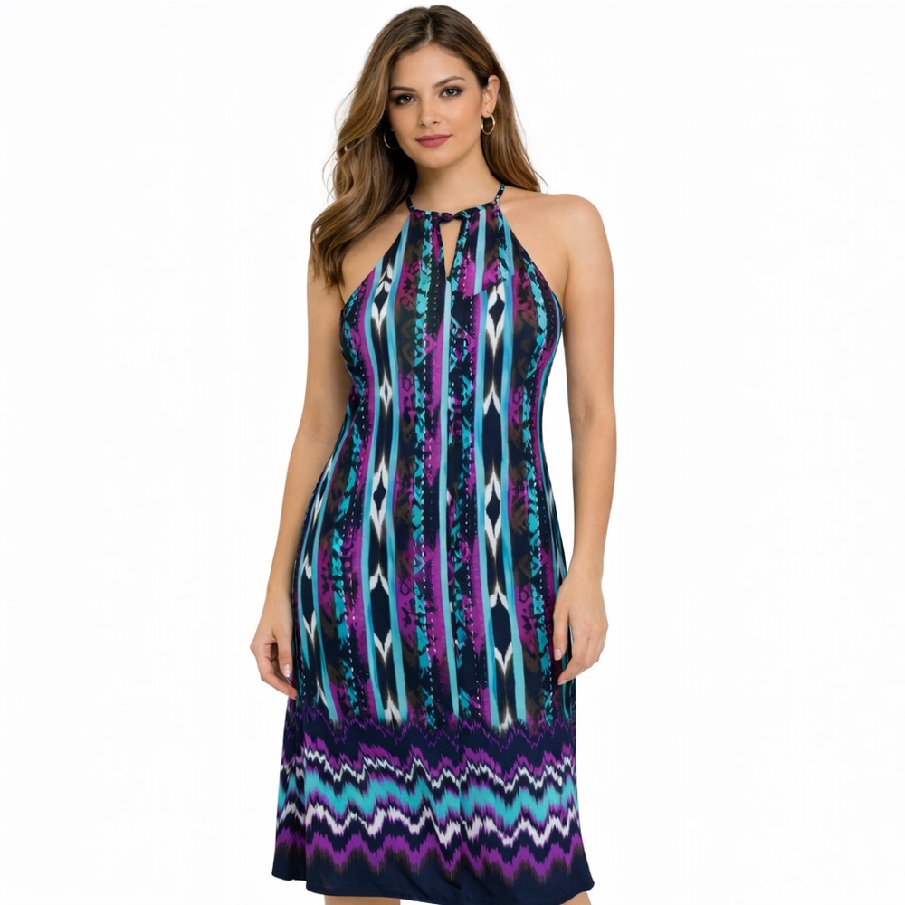 RenneC shift Dress Boho Resort Wear Large Vacation Lightweight Purple Blue USA